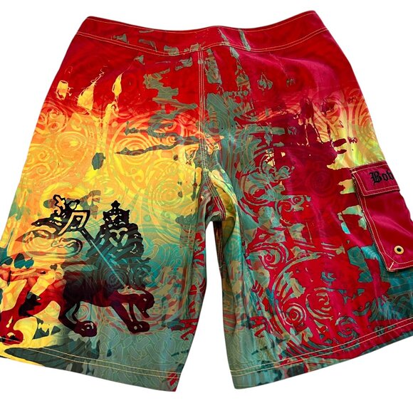 Bob Marley Dragonfly Clothing Co. Jamaican Reggae Surf Board Shorts Trunks Sz 38 - Picture 5 of 7